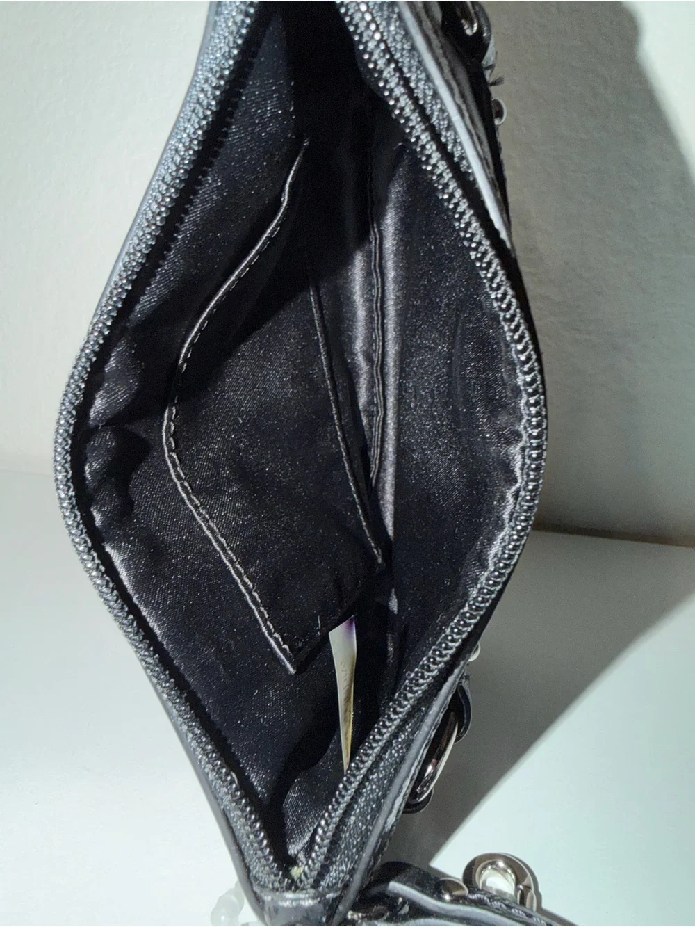 Coach Black Leather Wristlet Mini Bag Clutch w/ Silver-Tone Hardware